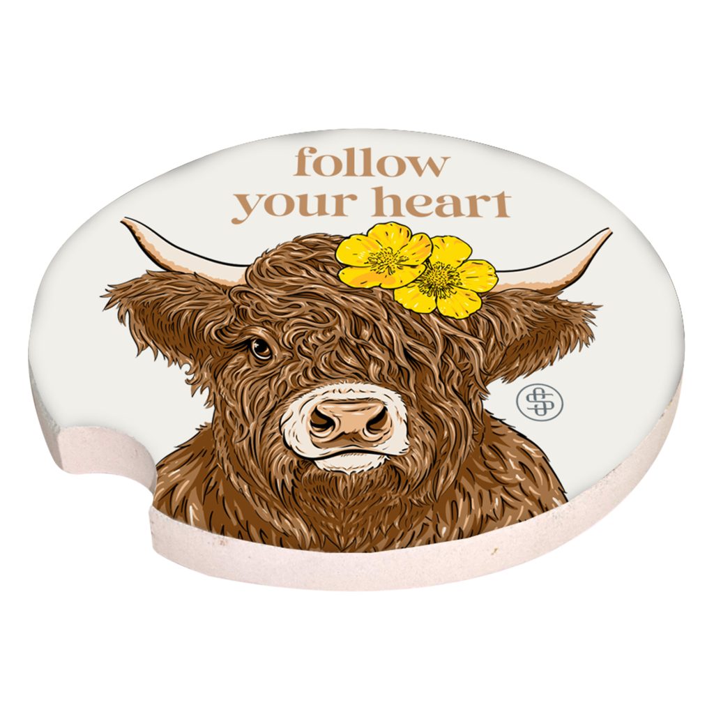 CAR COASTER- HIGHLAND COW