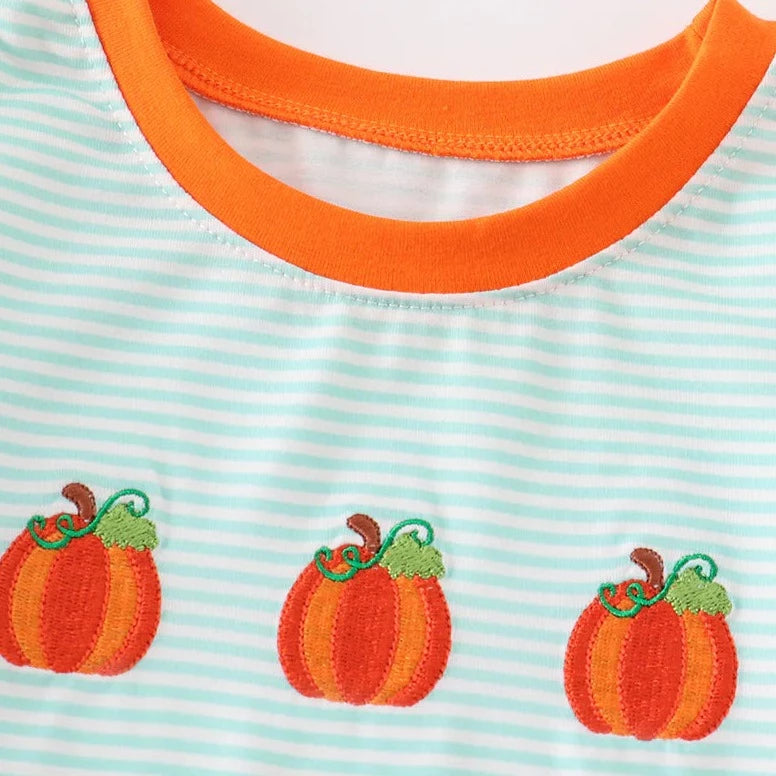 MINT STRIPED PUMPKIN TRIO SHIRT - 12M