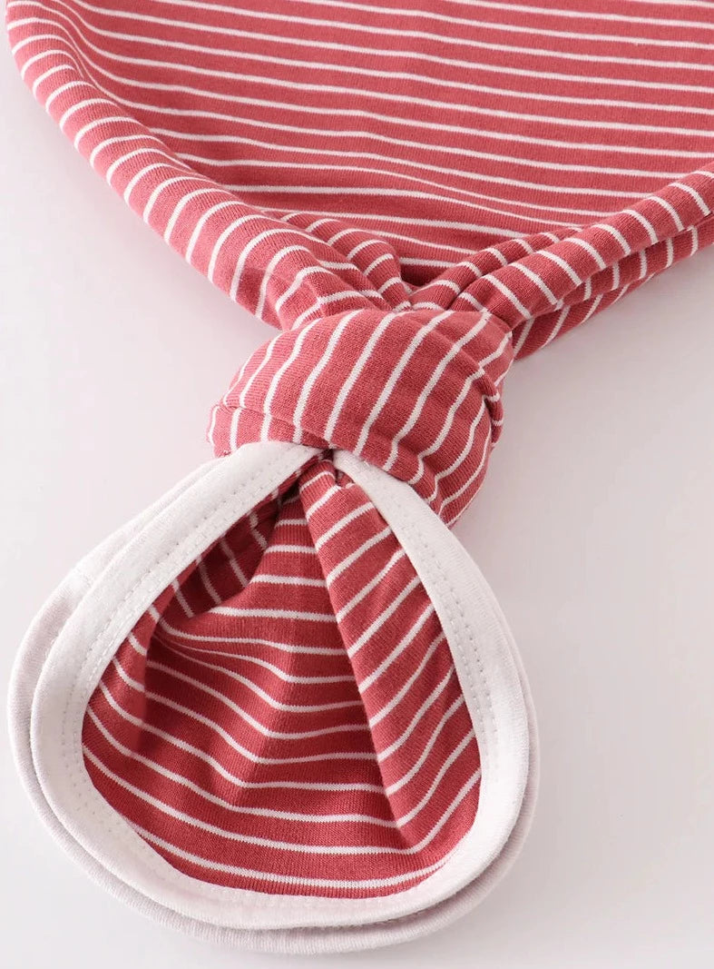 RUST STRIPED RUFFLE GOWN SET