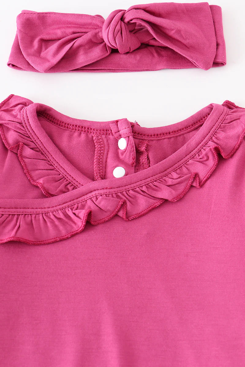 FUSCHIA RUFFLE BAMBOO GOWN SET