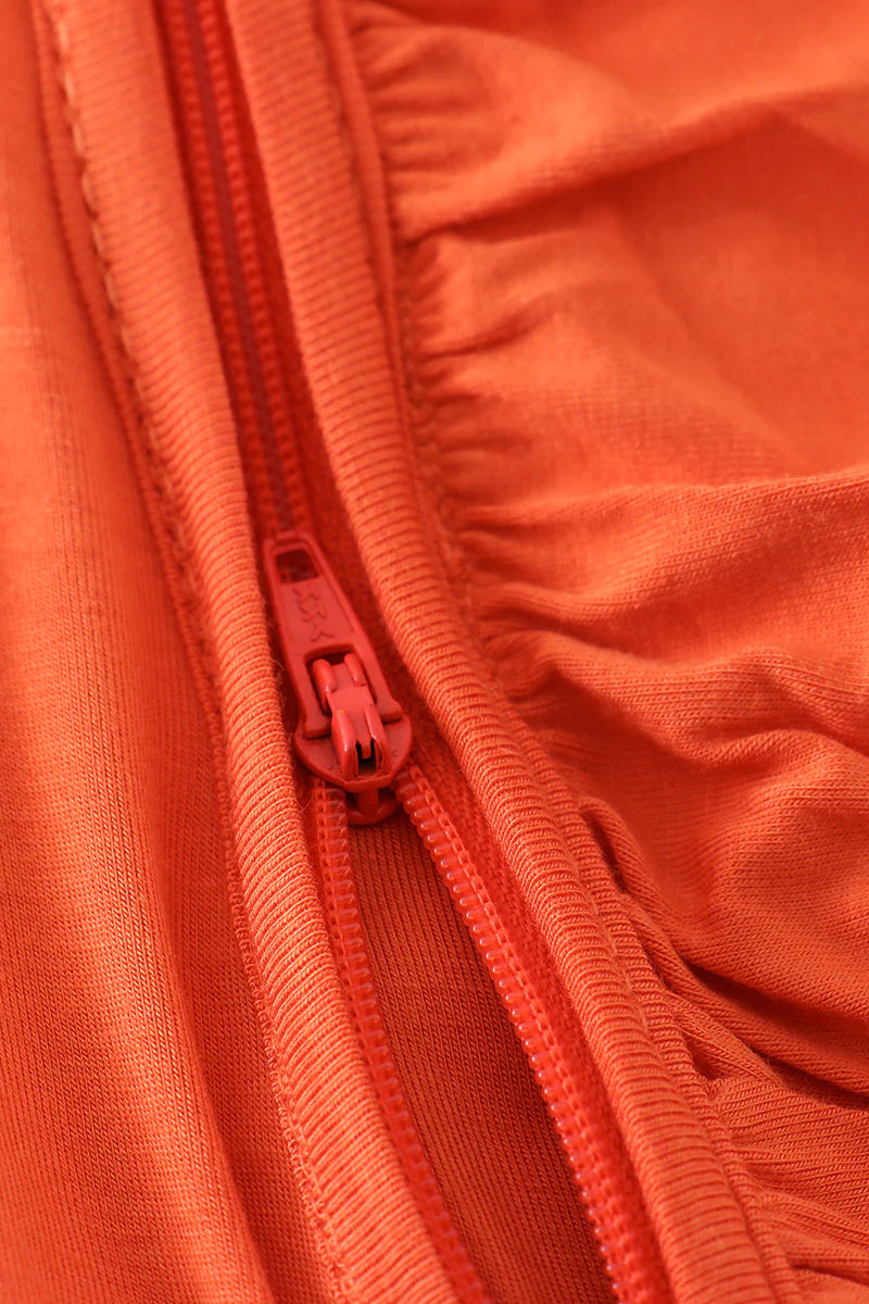 ORANGE RUFFLE BAMBOO ROMPER SET