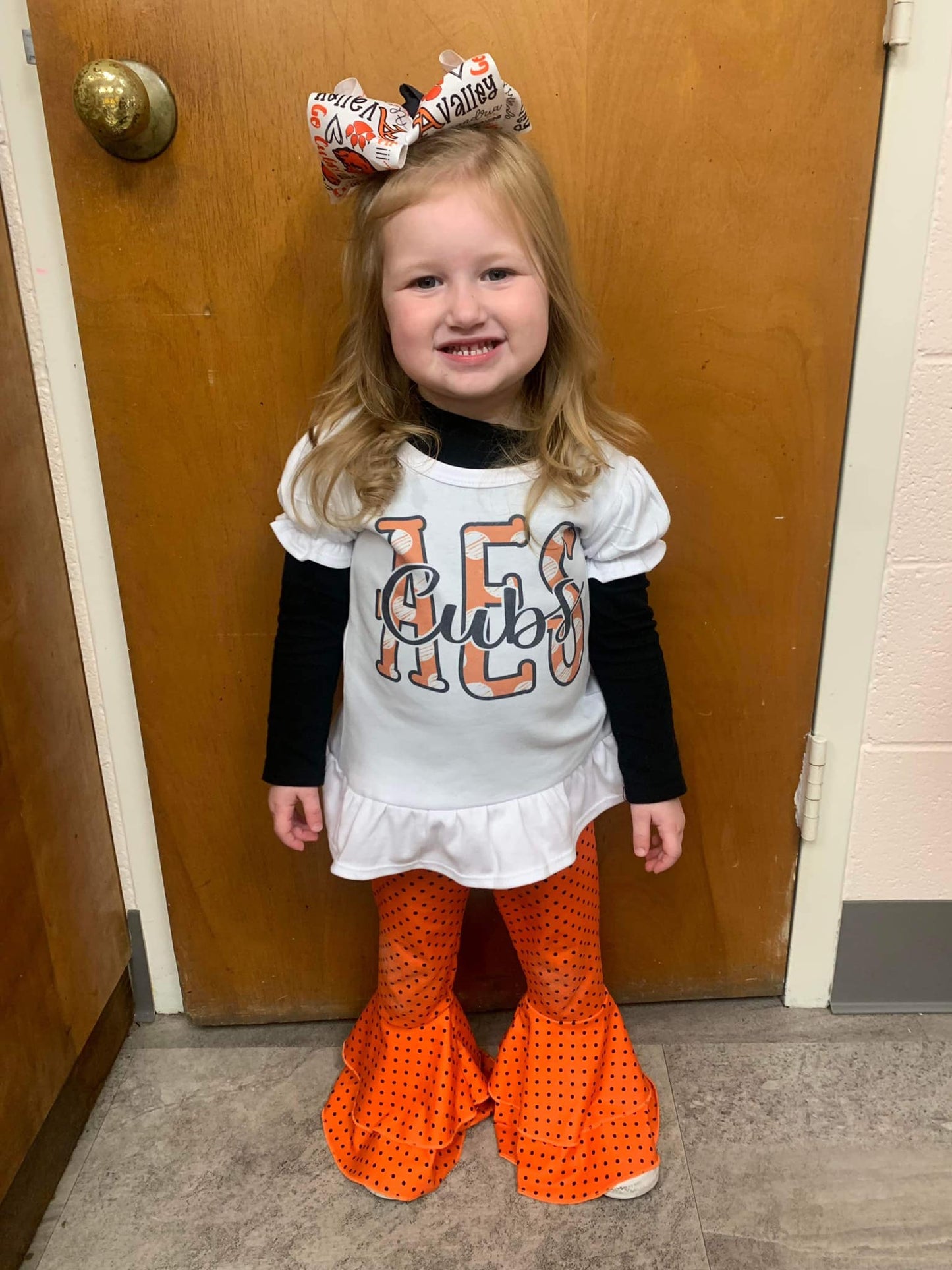ORANGE DOT FLARE LEGGINGS - 2T