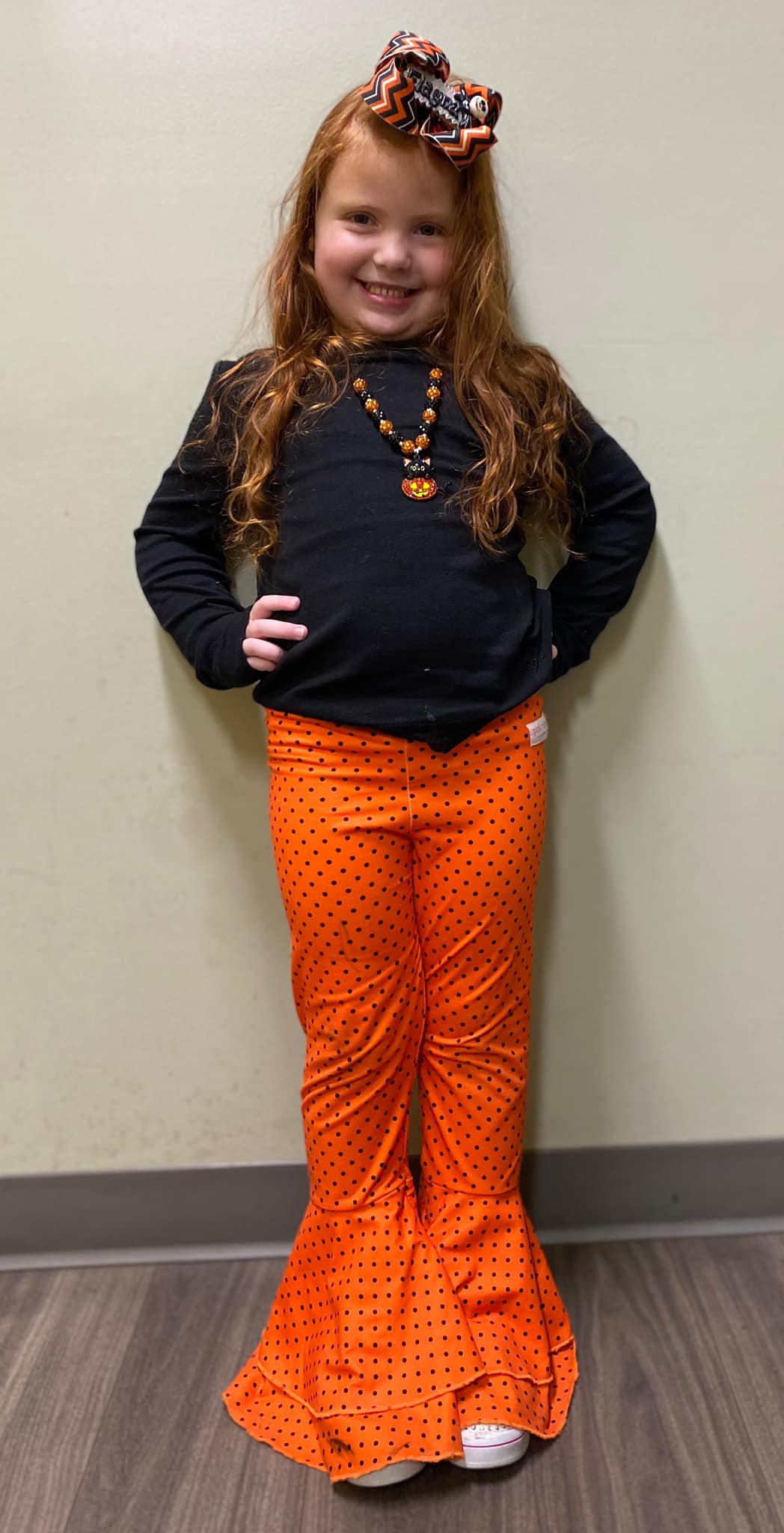 ORANGE DOT FLARE LEGGINGS - 2T