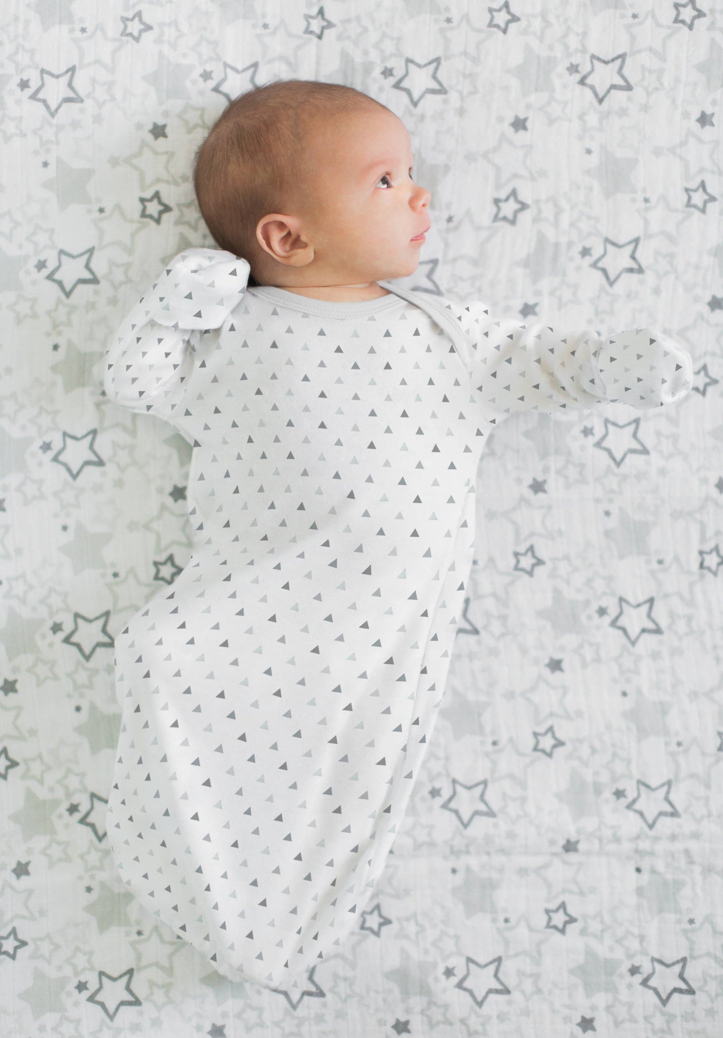 Pajama Gown & Hat - Gray Triangles