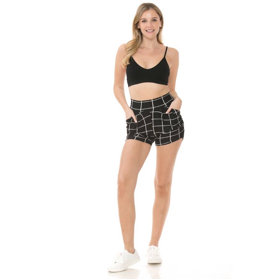 HIGH WAIST HAREM SHORTS - LINES
