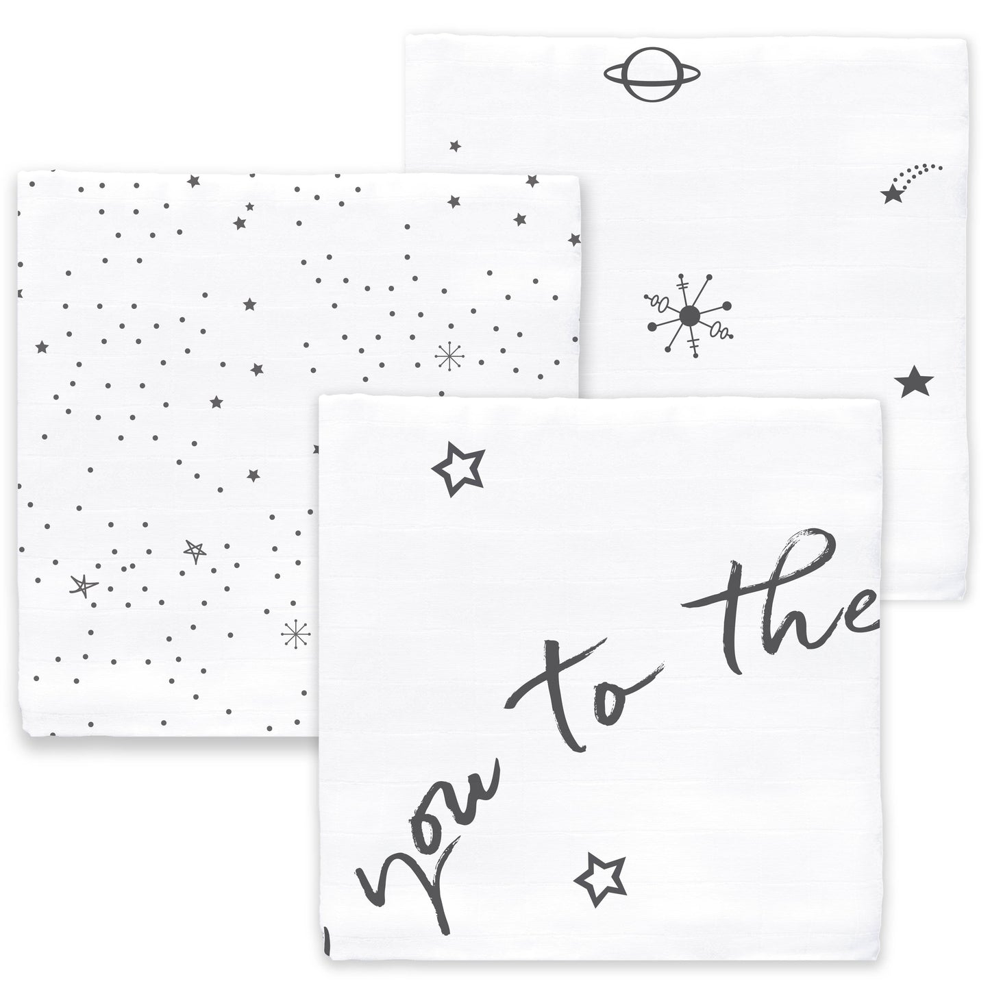MUSLIN SWADDLE BLANKETS - MOON & STARS