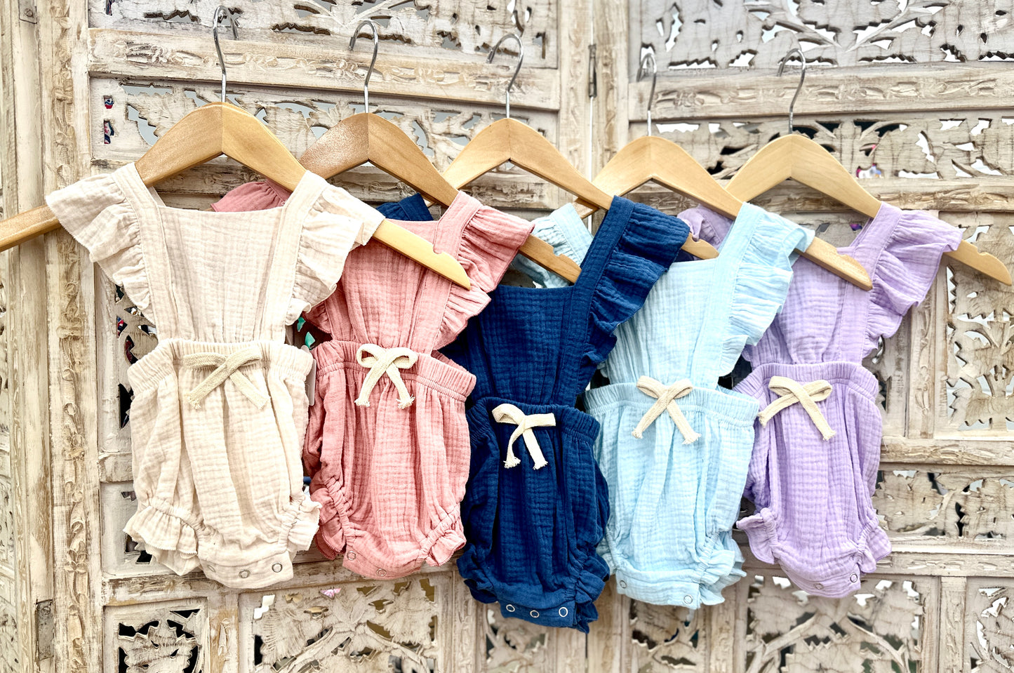 MUSLIN TIE ROMPER - NEWBORN