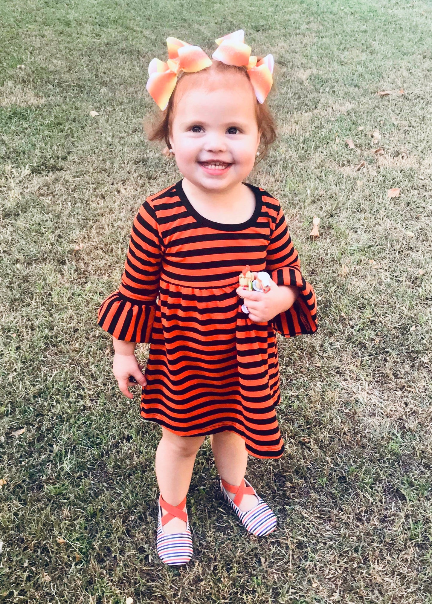 ORANGE & BLACK STRIPED DRESS