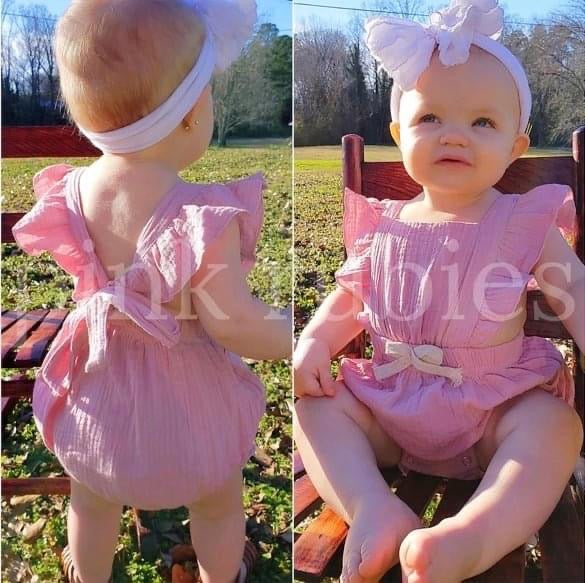 MUSLIN TIE ROMPER - NEWBORN