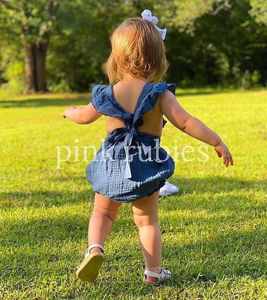 MUSLIN TIE ROMPER - NEWBORN