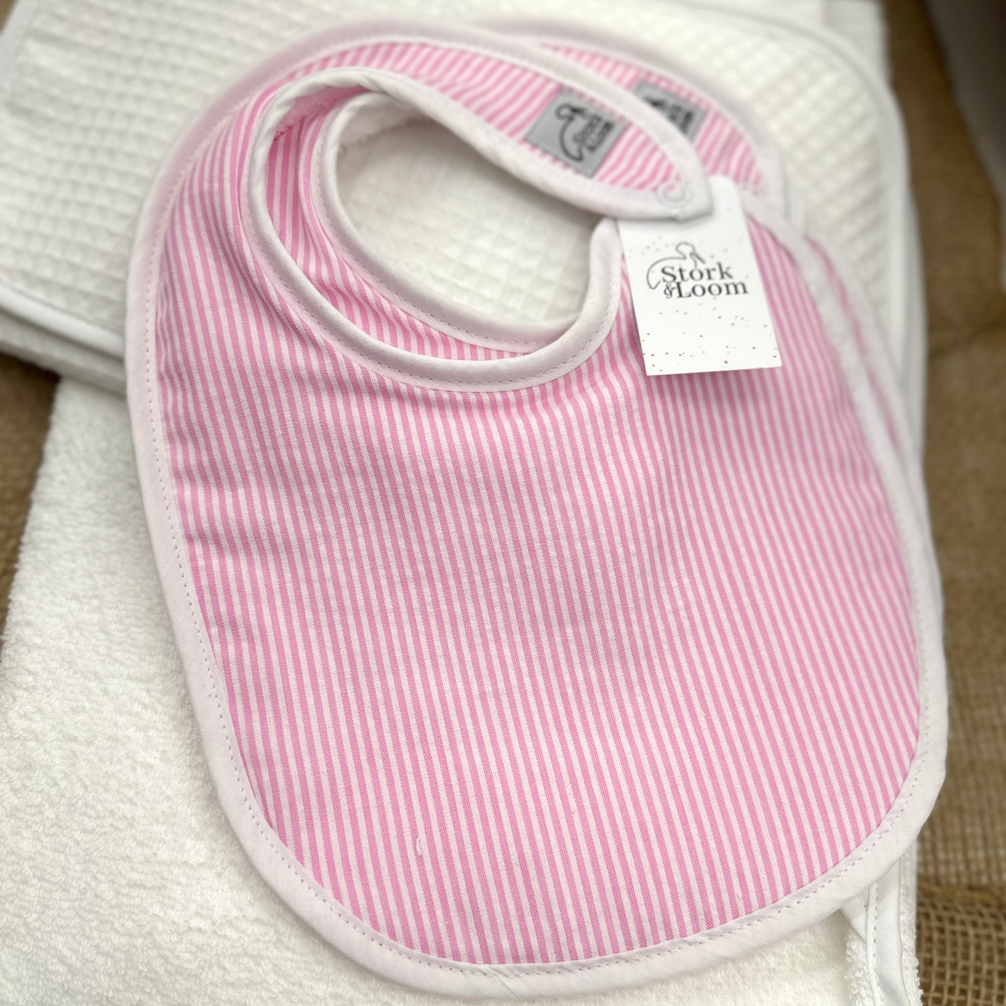 PINK SEERSUCKER BIB