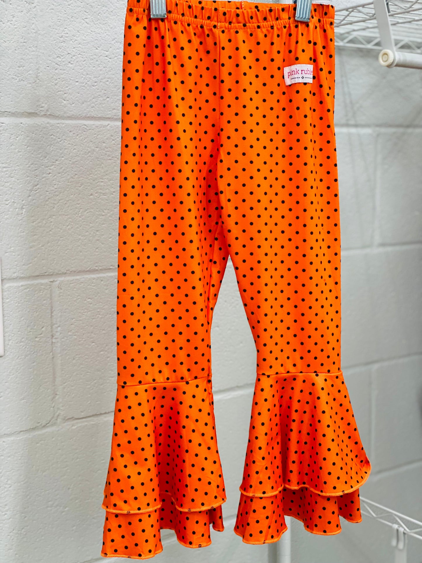 ORANGE DOT FLARE LEGGINGS - 2T