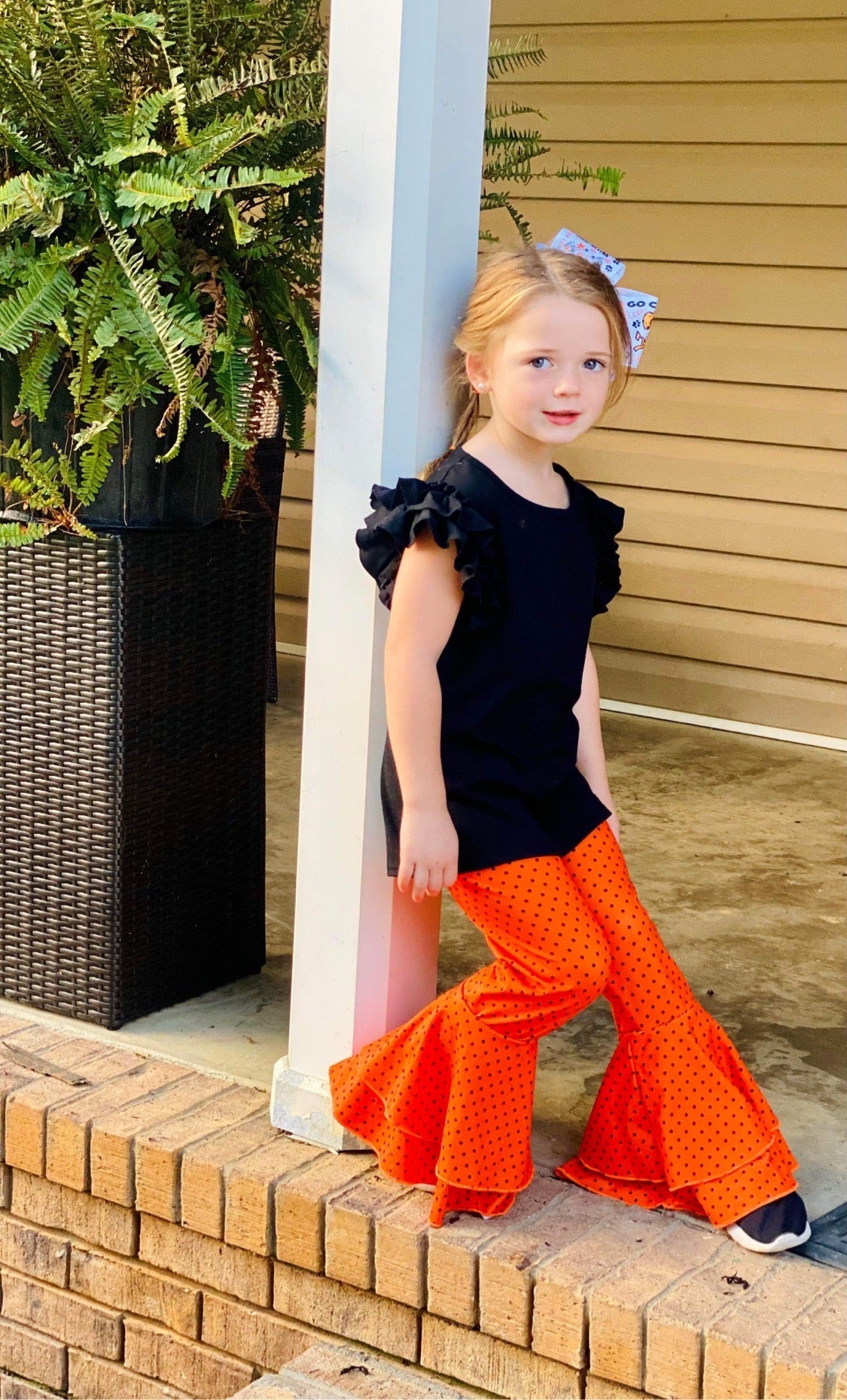 ORANGE DOT FLARE LEGGINGS - 2T