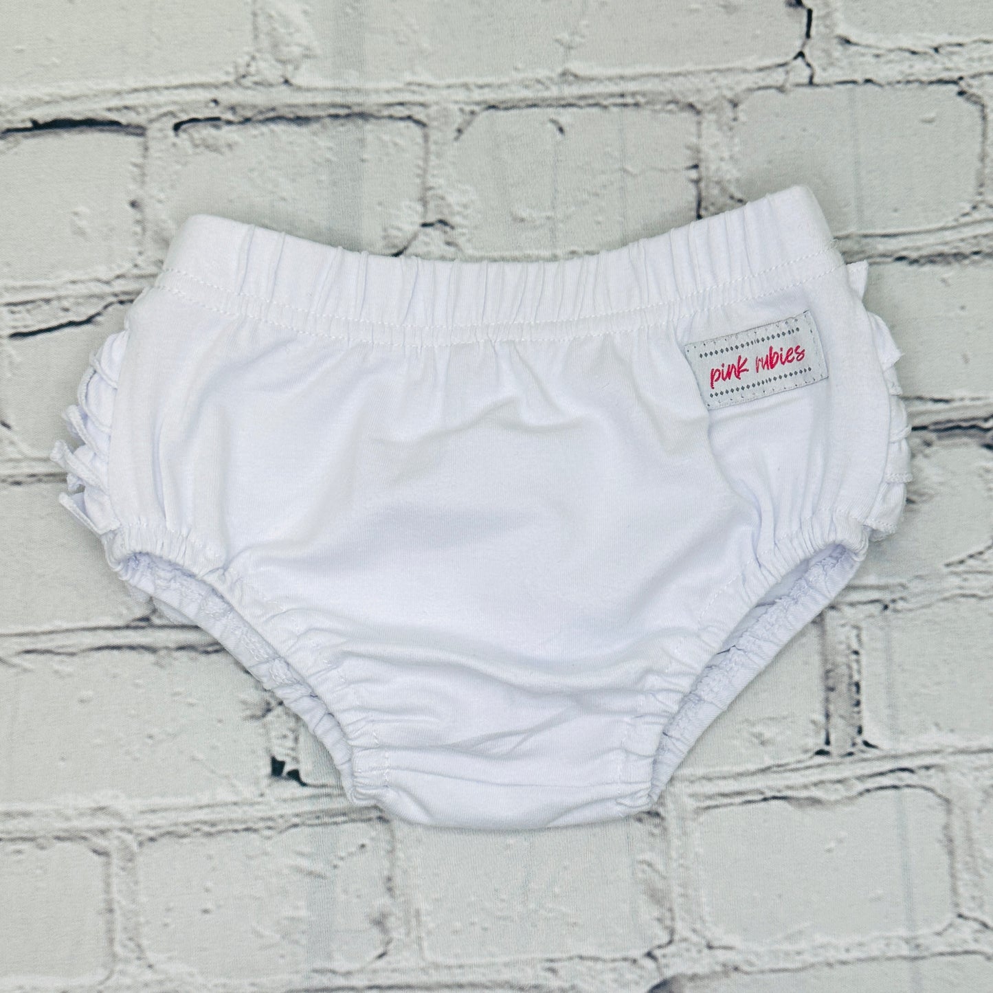 WHITE RUFFLE BOTTOM DIAPER COVER