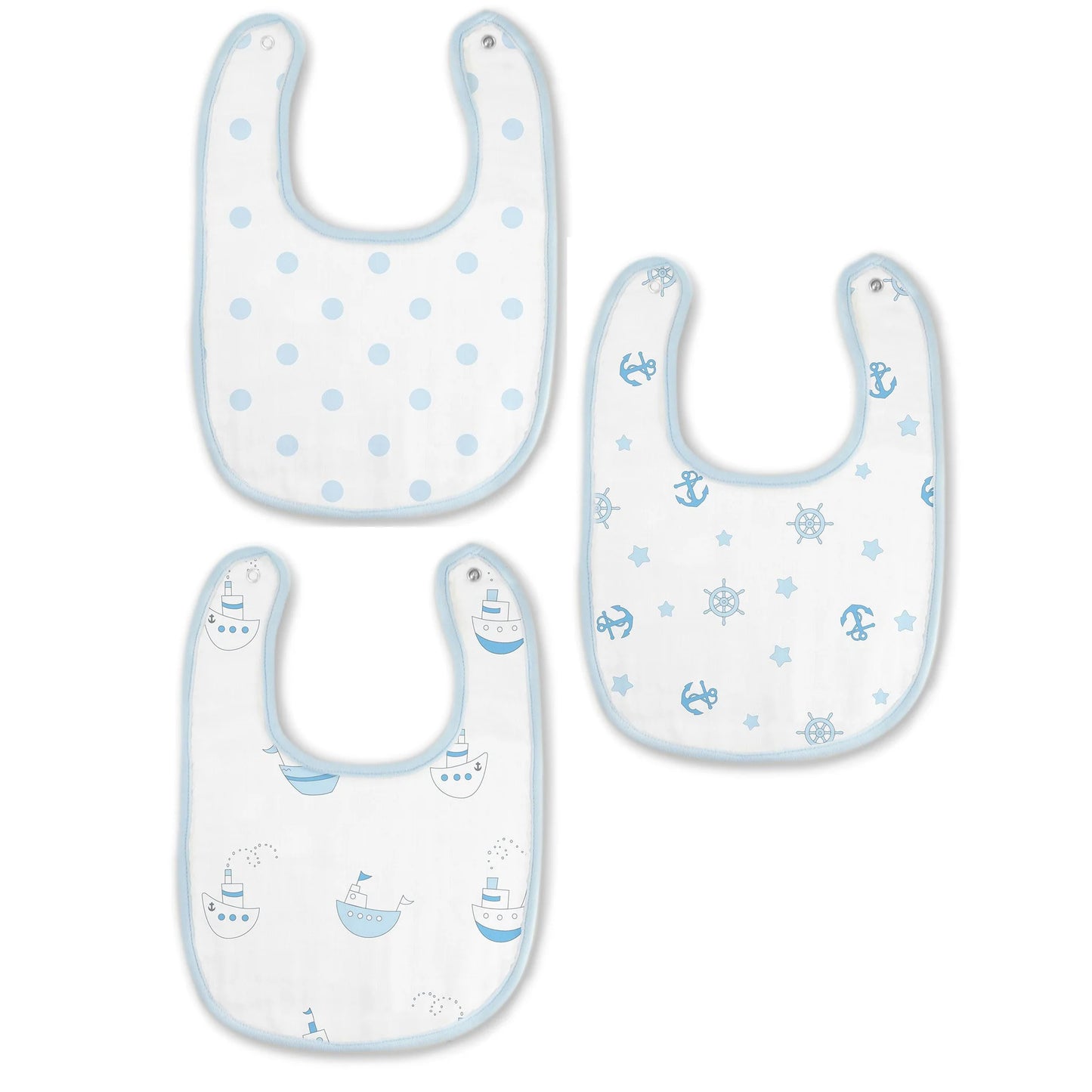 MUSLIN BABY BIBS - PASTEL BLUE