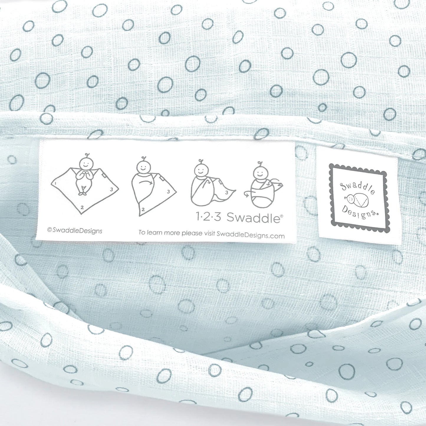 SOFT BLUE BUBBLE DOTS MUSLIN SWADDLE