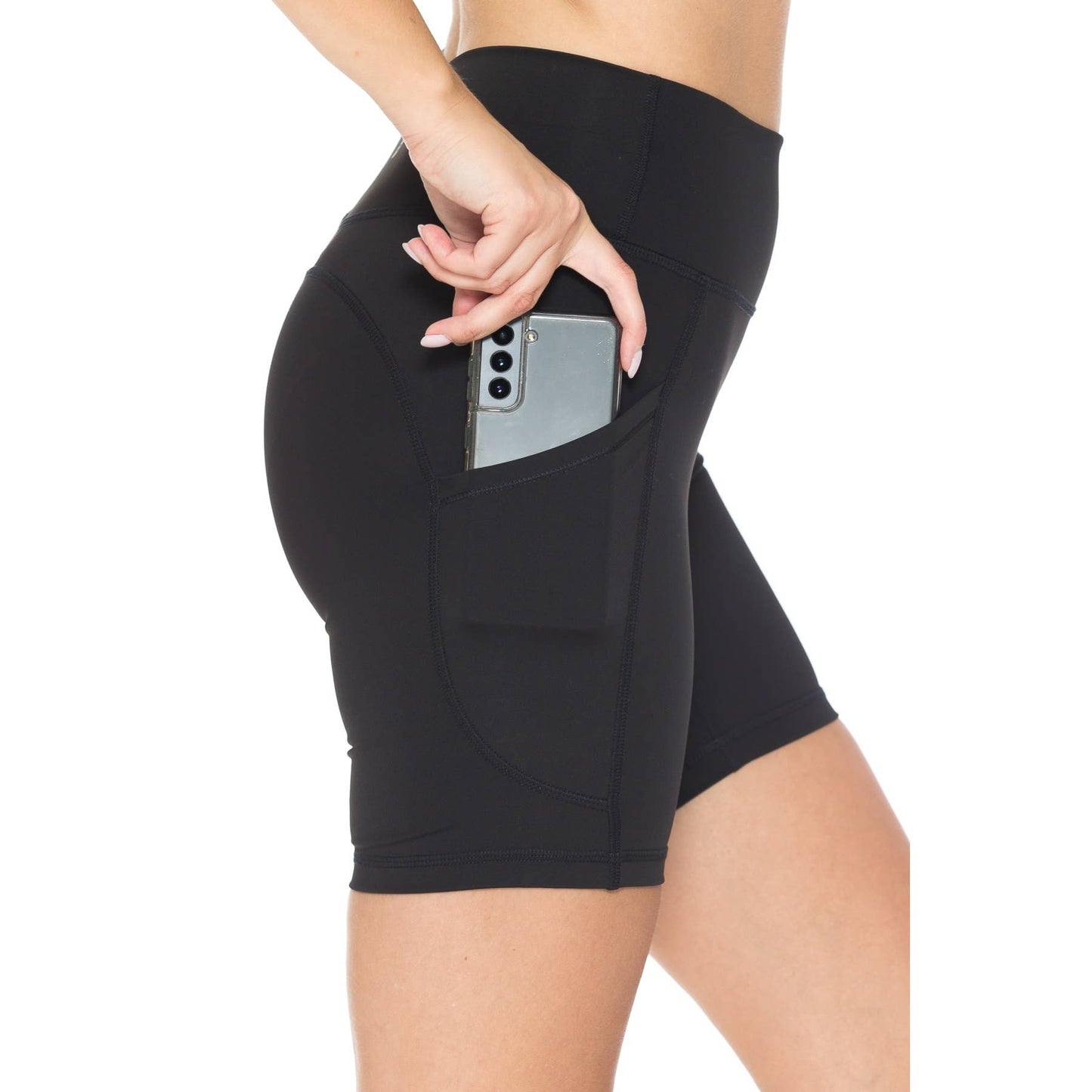 NYLON ACTIVEWEAR BIKE SHORTS - BLACK