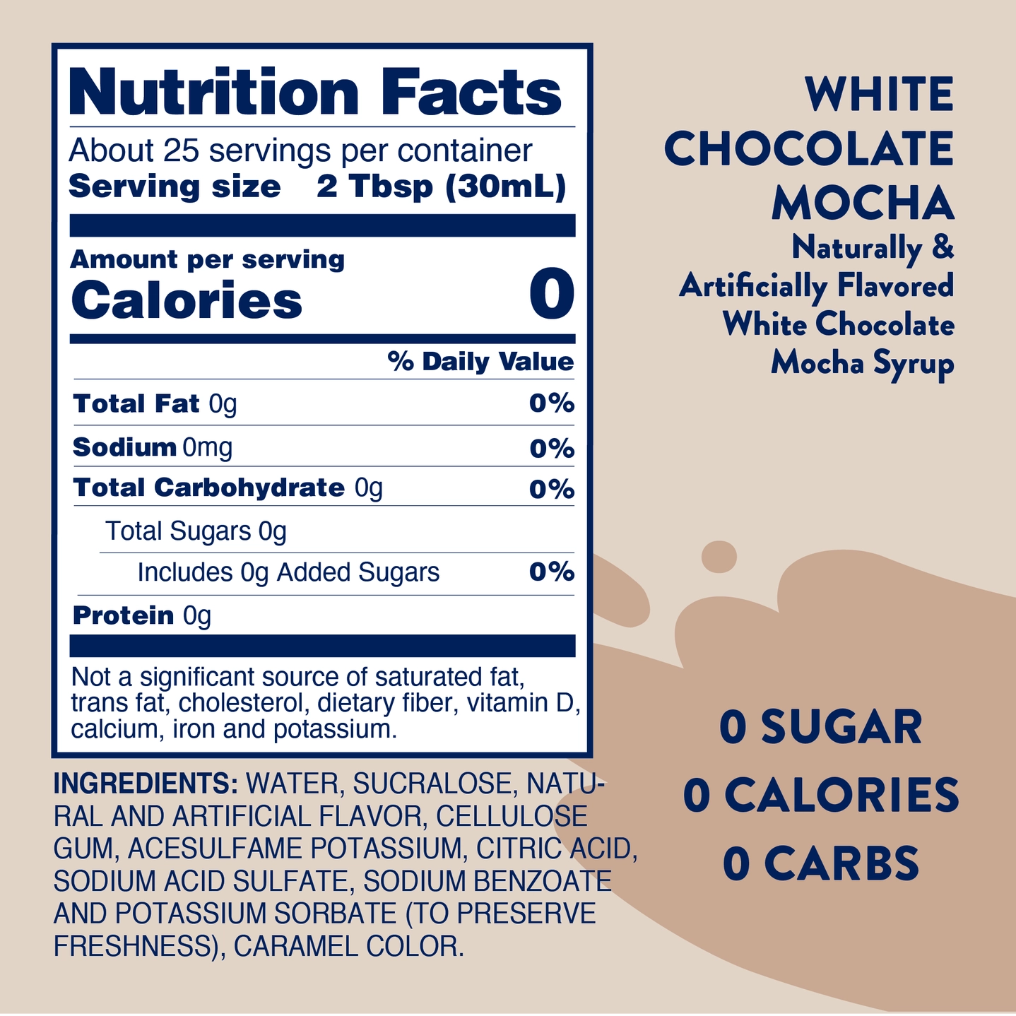 SUGAR FREE WHITE CHOCOLATE MOCHA SYRUP