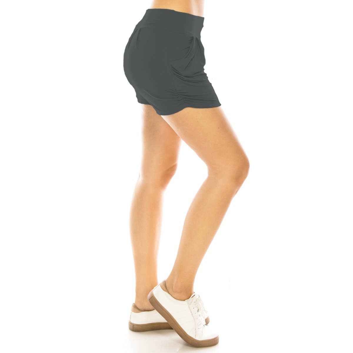 HIGH WAIST HAREM SHORTS - CHARCOAL