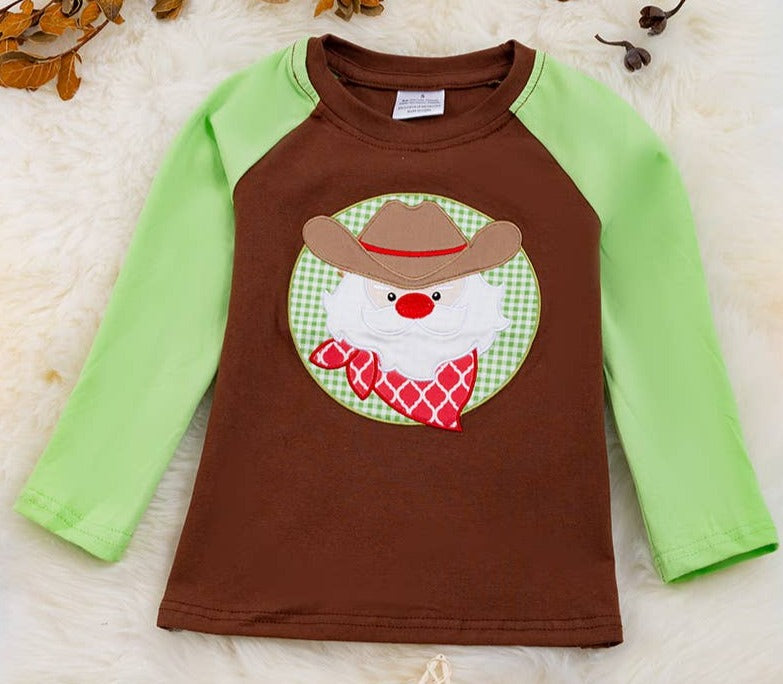 COWBOY SANTA APPLIQUE SHIRT