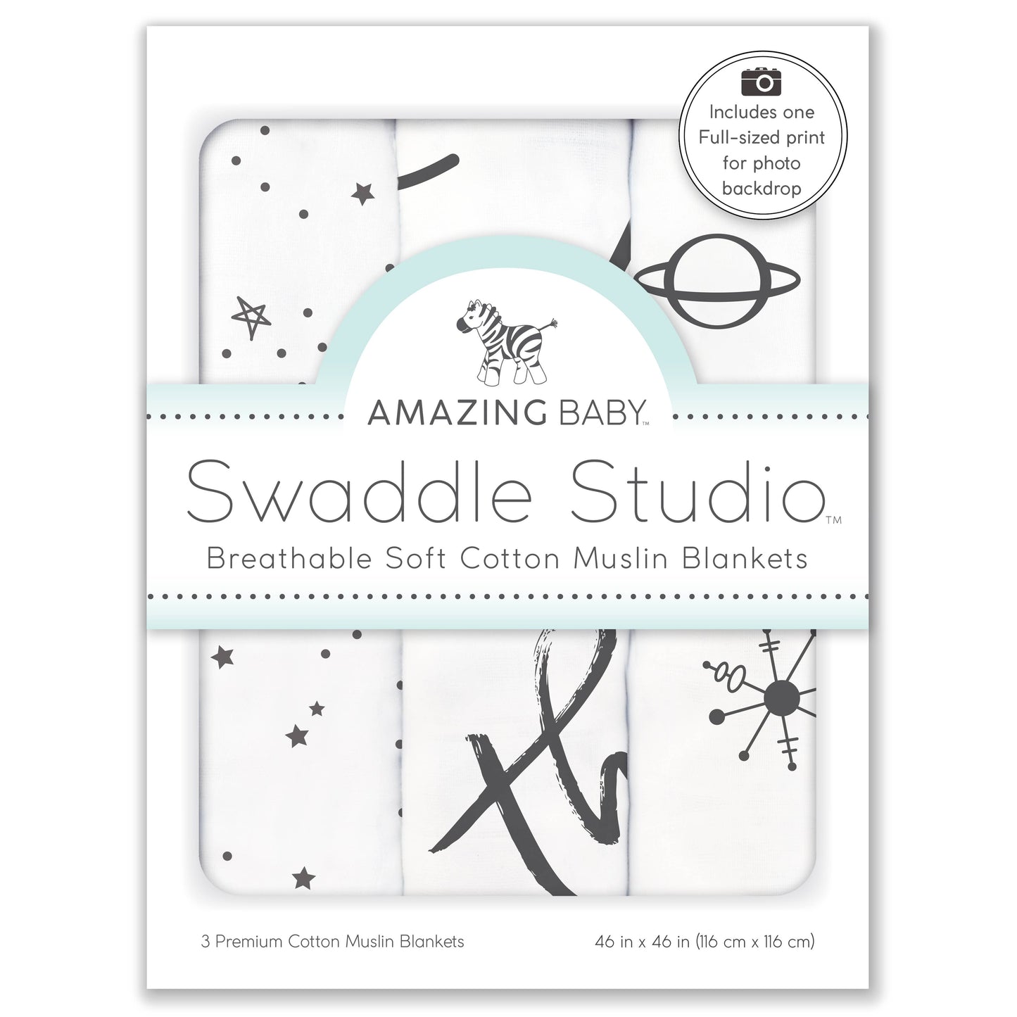 MUSLIN SWADDLE BLANKETS - MOON & STARS