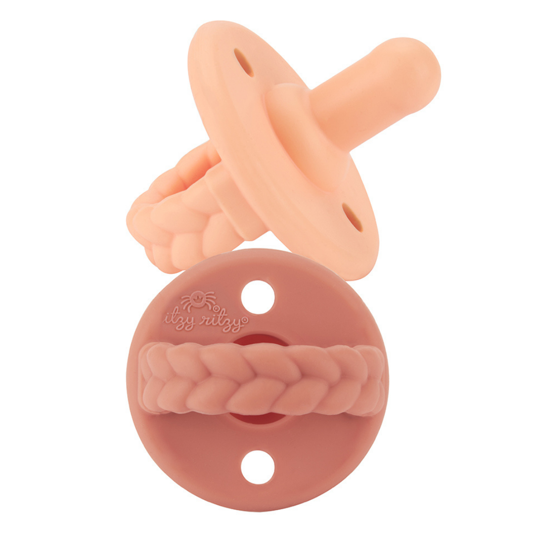 Sweetie Soother™ Pacifier Set- APRICOT/TERRACOTTA BRAIDS