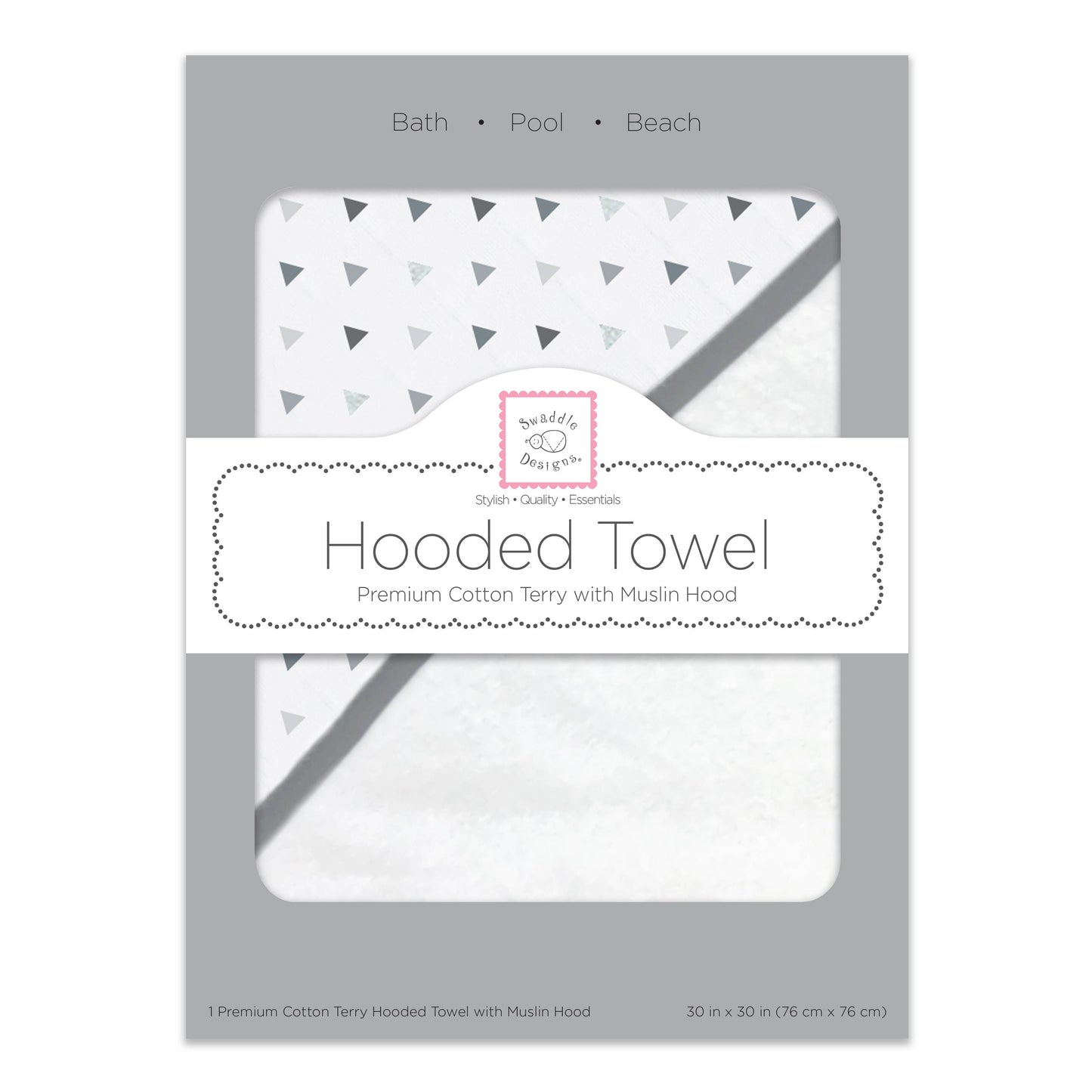 MUSLIN + TERRY HOODED TOWEL - GRAY