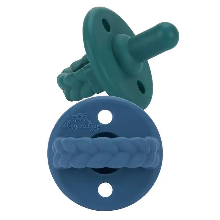 Sweetie Soother™ Pacifier Set- DEEP SEA/DENIM BRAIDS