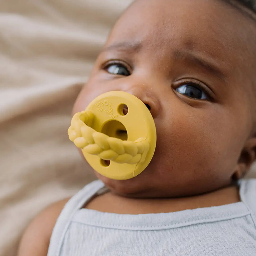 Sweetie Soother™ Pacifier Sets- MUSTARD/GRAY BRAIDS
