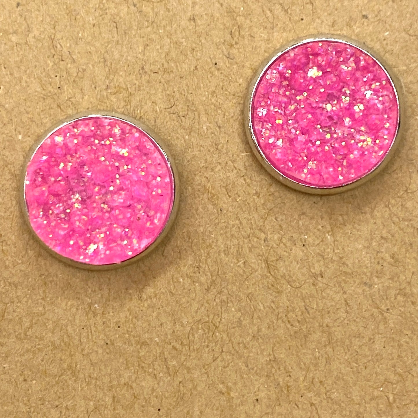 BRIGHT PINK SPARKLE STUDS