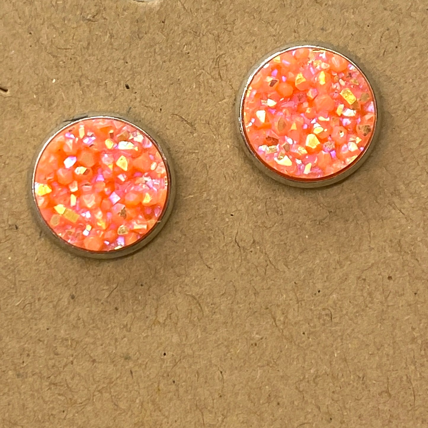 NEON ORANGE IRIDESCENT STUDS