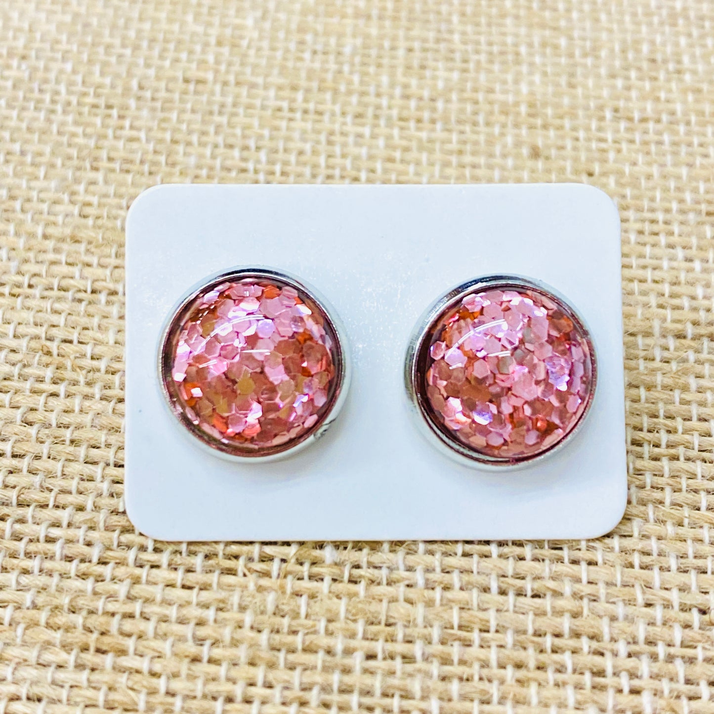 Blush Glitter Bubble Studs