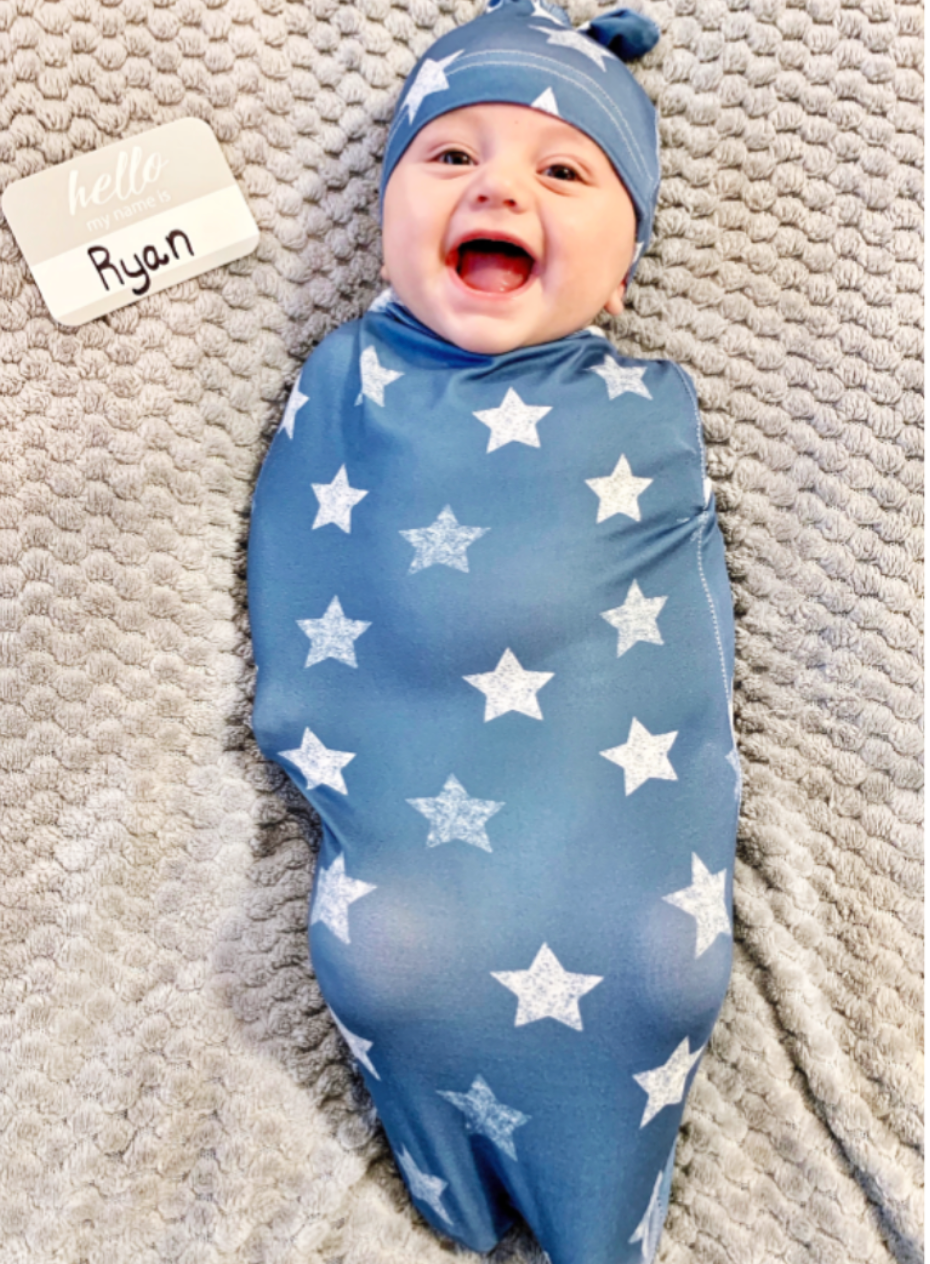 Cutie Cocoon™ Blue Stars Matching Cocoon & Hat Sets