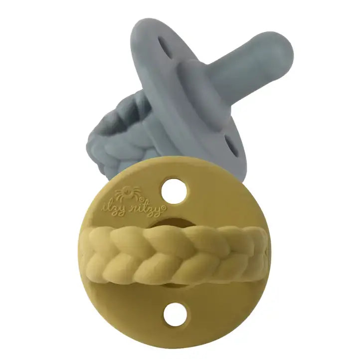 Sweetie Soother™ Pacifier Sets- MUSTARD/GRAY BRAIDS