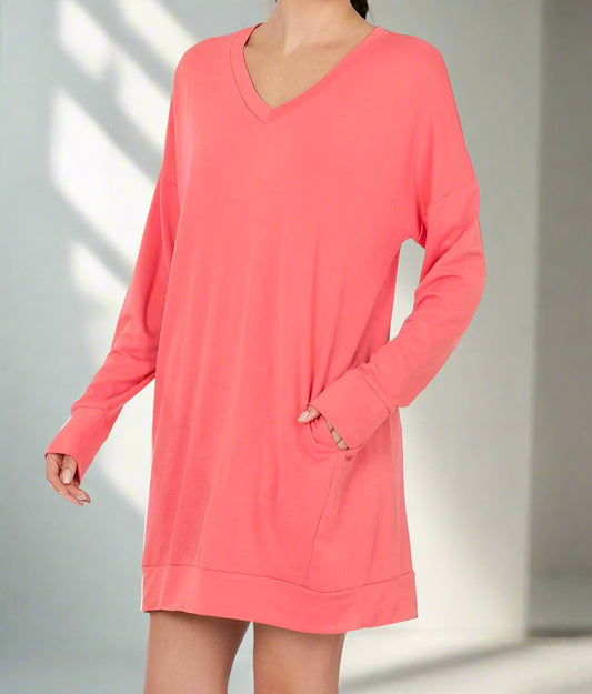 CORAL LONG SWEATSHIRT - M