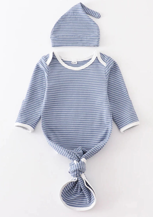 BLUE STRIPED GOWN SET