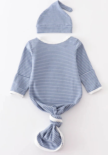 BLUE STRIPED GOWN SET