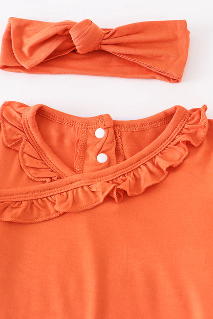 ORANGE RUFFLE BAMBOO GOWN SET