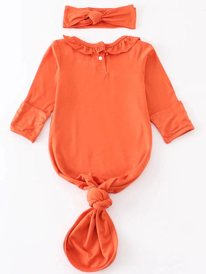 ORANGE RUFFLE BAMBOO GOWN SET