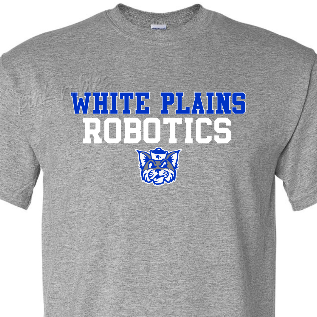 WHITE PLAIN ROBOTICS WITH CAT LOGO