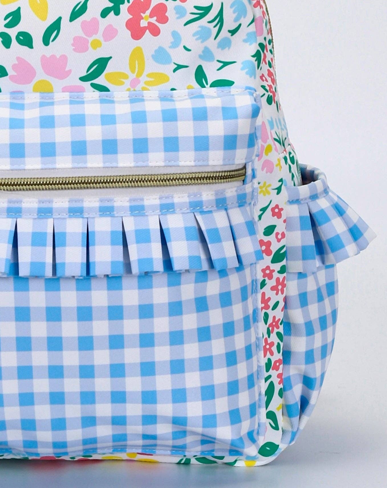 YELLOW/BLUE PLAID FLORAL BACKPACK