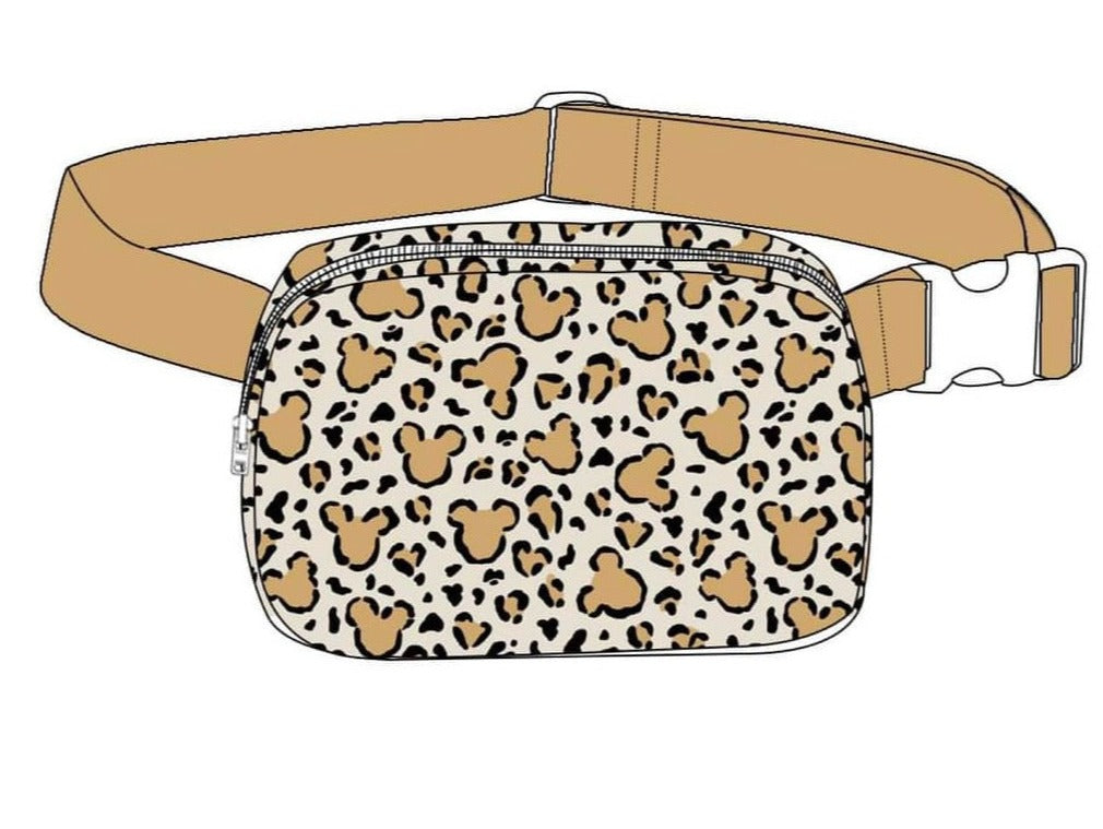 MOUSE LEOPARD CANVAS BELT BAG