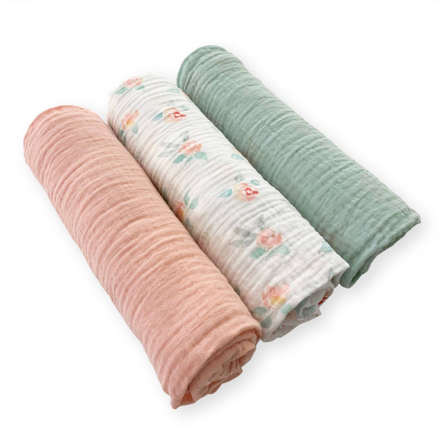 FLORAL WATERCOLOR MUSLIN SWADDLES - SET OF 3
