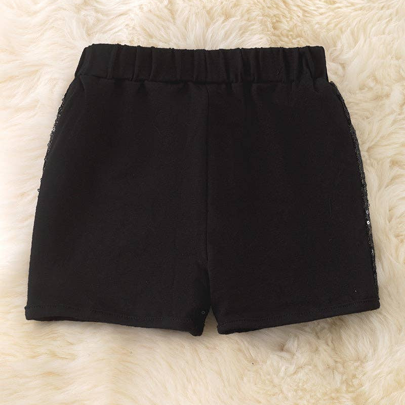BLACK SEQUIN FRONT SHORTS