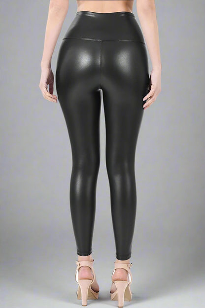 HIGH RISE FAUX LEATHER LEGGINGS