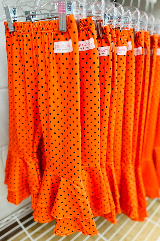 ORANGE DOT FLARE LEGGINGS - 2T