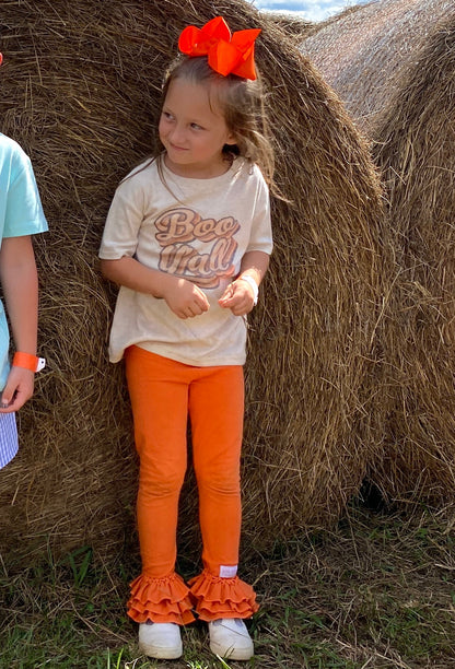 ORANGE TRIPLE RUFFLE LEGGINGS