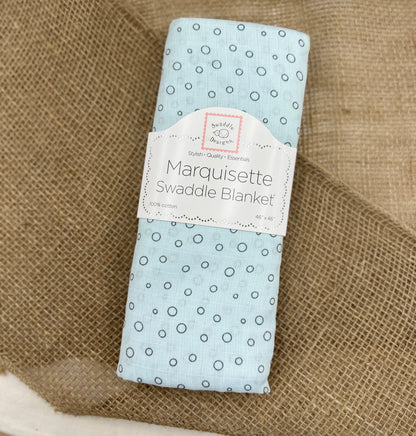 SOFT BLUE BUBBLE DOTS MUSLIN SWADDLE