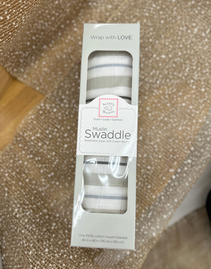 SILVER STRIPES MUSLIN SWADDLE