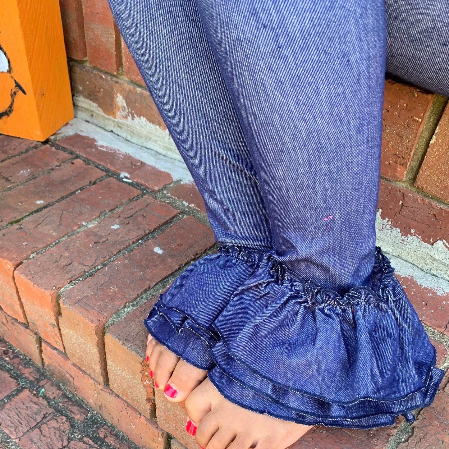 DENIM TRIPLE RUFFLES